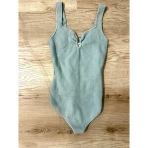 Abercrombie & Fitch sweater bodysuit ribbed in light blue